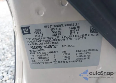 2012 Buick Enclave Leather from USA, damaged, VIN 5GAKRCED8CJ254387